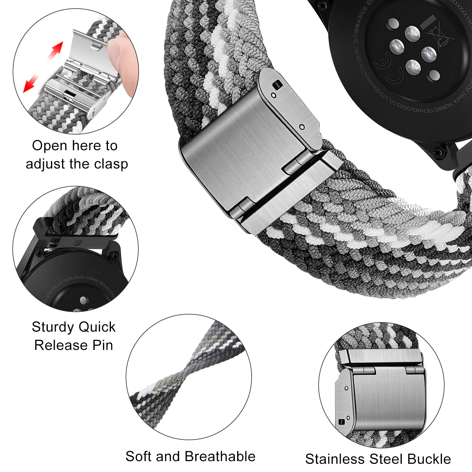 Hatolove 22mm Watch Band for Huawei & Galaxy Watches - Perfect for Workouts & Daily Wear