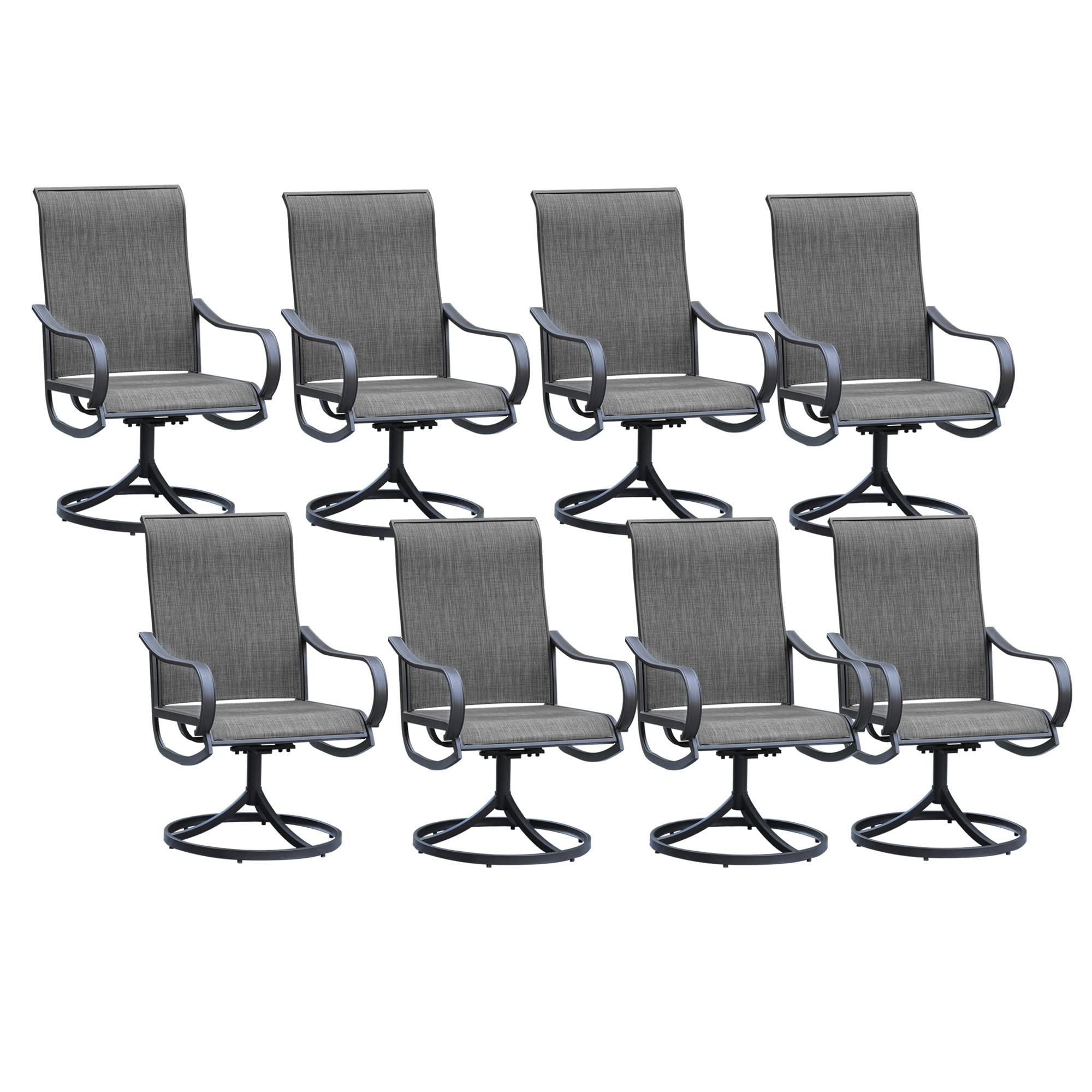 Sophia & William 8-Piece Patio Dining Set - Swivel Rocker Chairs with Sling Mesh & Weather-Resistant Brown Frame - Perfect for Outdoor Dining, Garden, Backyard, Poolside Relaxation & Entertaining