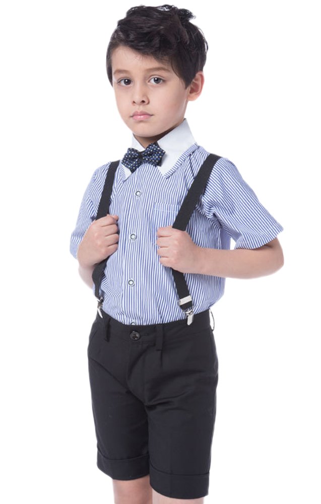 ICEGREY Boys' Formal Suit Set with Suspenders & Bow Tie for Special Occasions