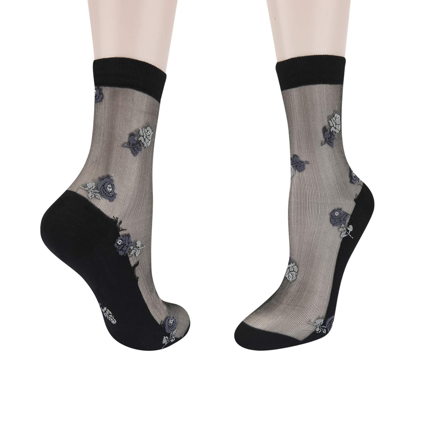 Benefeet Women's Cute Sheer Lace Mesh Socks - Ultra Thin Transparent Nylon Crew Dress Socks for Women & Girls - Perfect for Flats, Heels & Office Wear