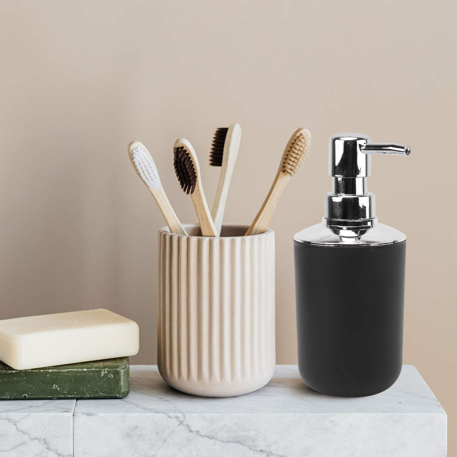 1 Set Bathroom 4-Piece Set - Toothbrush Holder, Gargle Cup, Soap Dish & Tumbler - Modern Bathroom Accessories for Home, Hotel & Dorm Use - Perfect for Organizing Countertops & Vanities