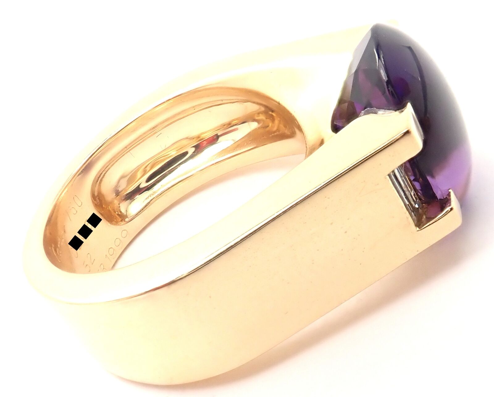 Authentic Cartier Tankissi 18K Yellow Gold Diamond Large Amethyst Ring - Luxury Jewelry for Women, Perfect for Weddings, Anniversaries & Special Occasions