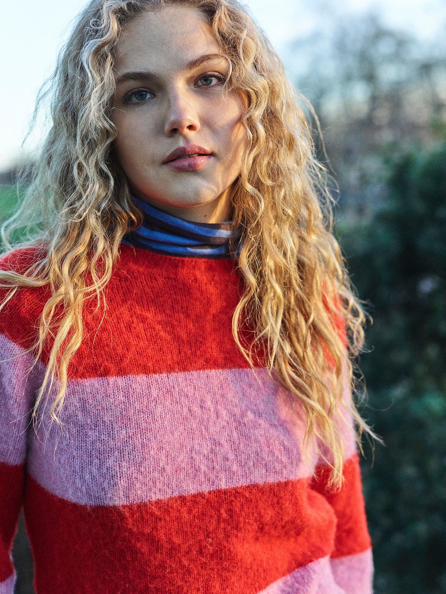 Lowie Pink and Red Stripe Scottish Jumper - Cozy Knit Sweater for Women | Perfect for Winter Fashion & Casual Outfits