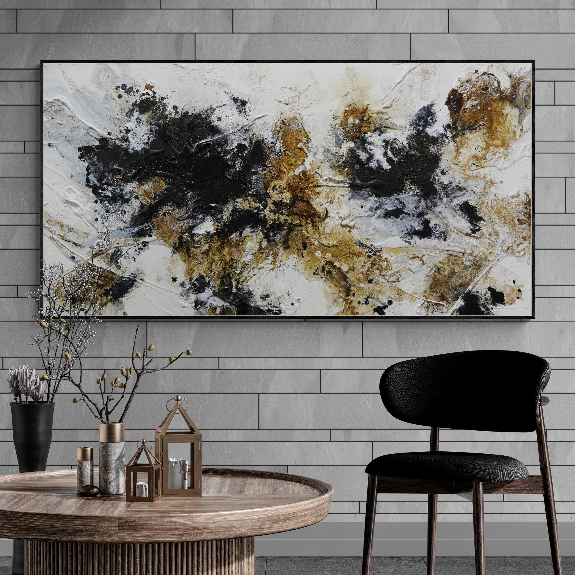 Lunar Edge 190cm x 100cm Rustic Textured Abstract Wall Art Painting - Modern Home Decor for Living Room, Bedroom & Office