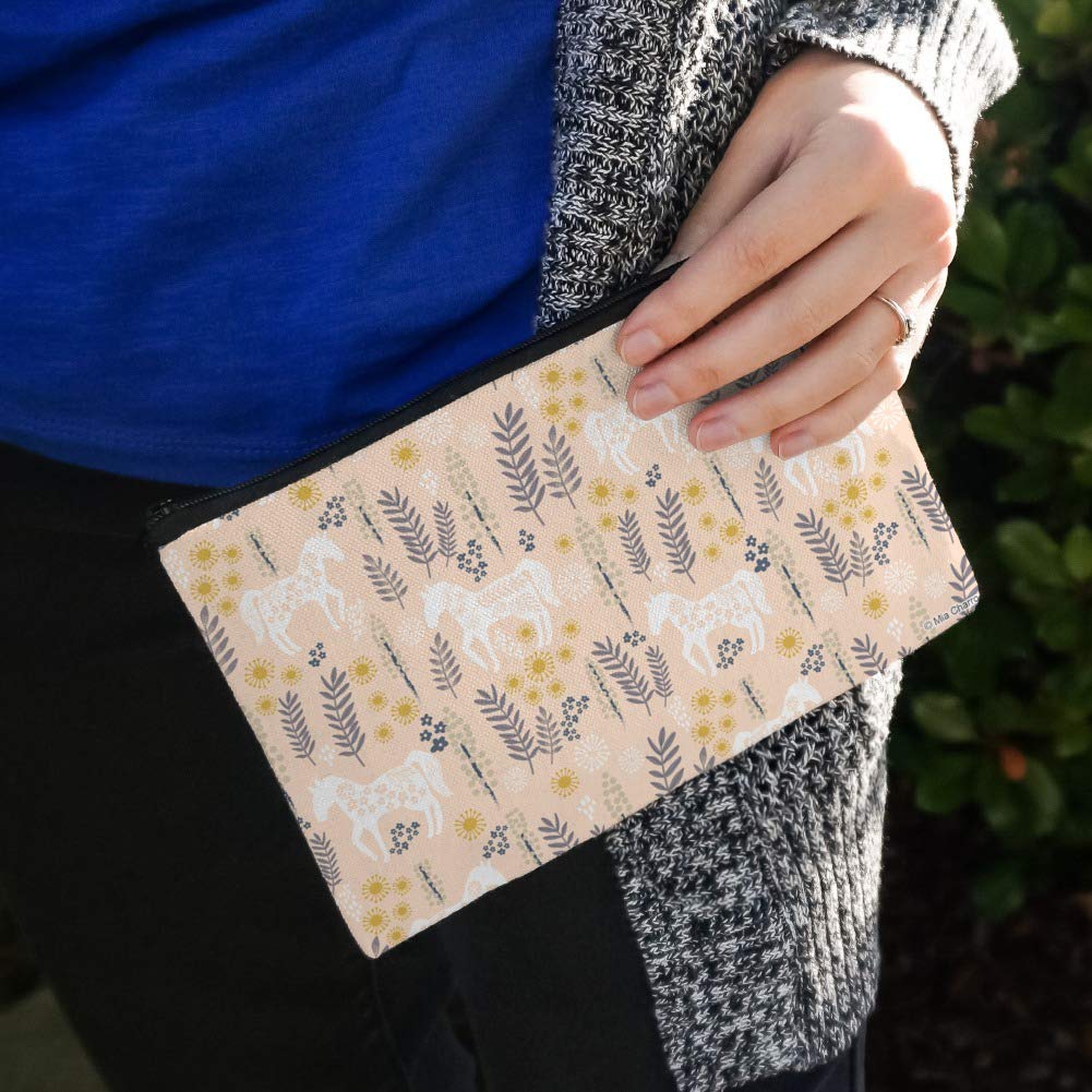 Stylish Mimi Horse & Floral Print Makeup Bag Organizer Pouch - Perfect for Travel, Gym & Daily Cosmetics Storage