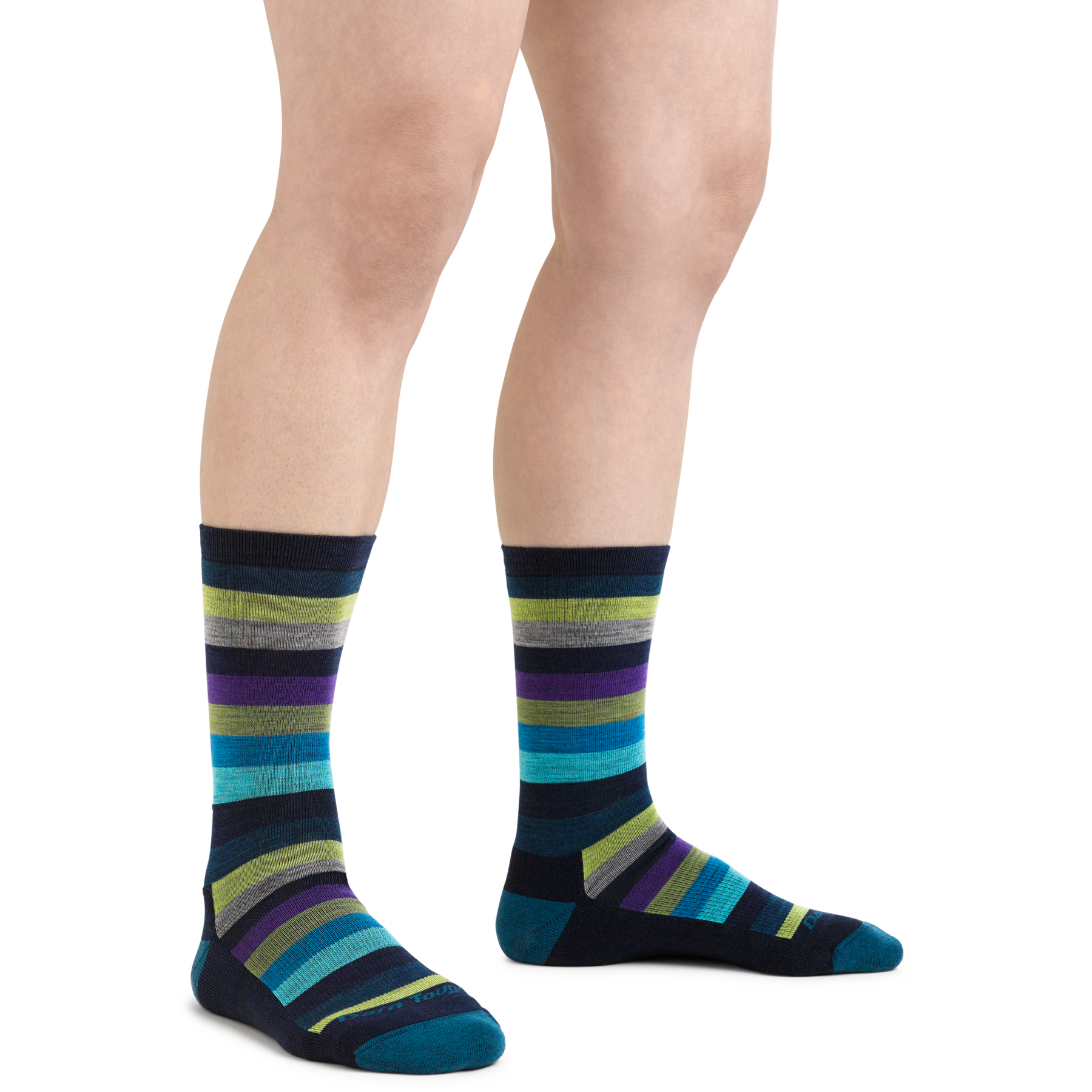Darn Tough 1644 Mystic Stripe Crew Lightweight Cushion Socks for Women - Hiking, Running & Everyday Comfort