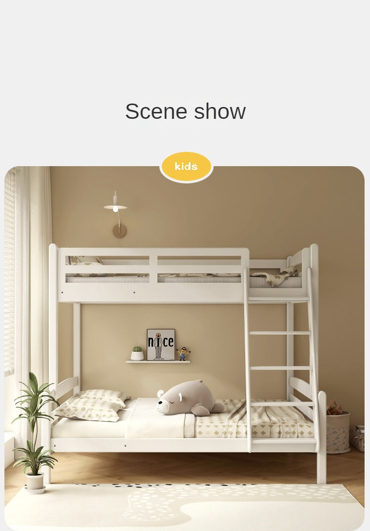 Solid Wood Beech & Birch White Detachable Bunk Bed for Kids - Perfect for Small Bedrooms, Guest Rooms & Space-Saving Kids' Rooms