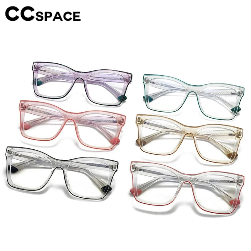 CCspace Women's Full Rim Square Cat Eye Polycarbonate Eyeglasses Frame - Lightweight & Durable for Work, Reading & Fashion (Style 301337)
