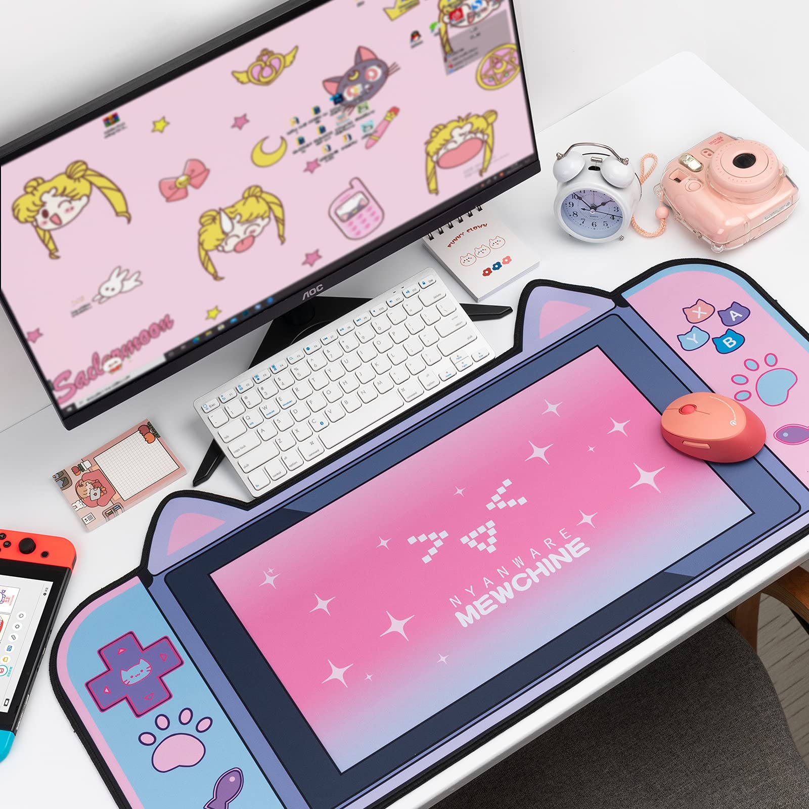 GeekShare Cute Cat Ear Mouse Pad - Non-Slip Gaming & Office Desk Mat for PC Work