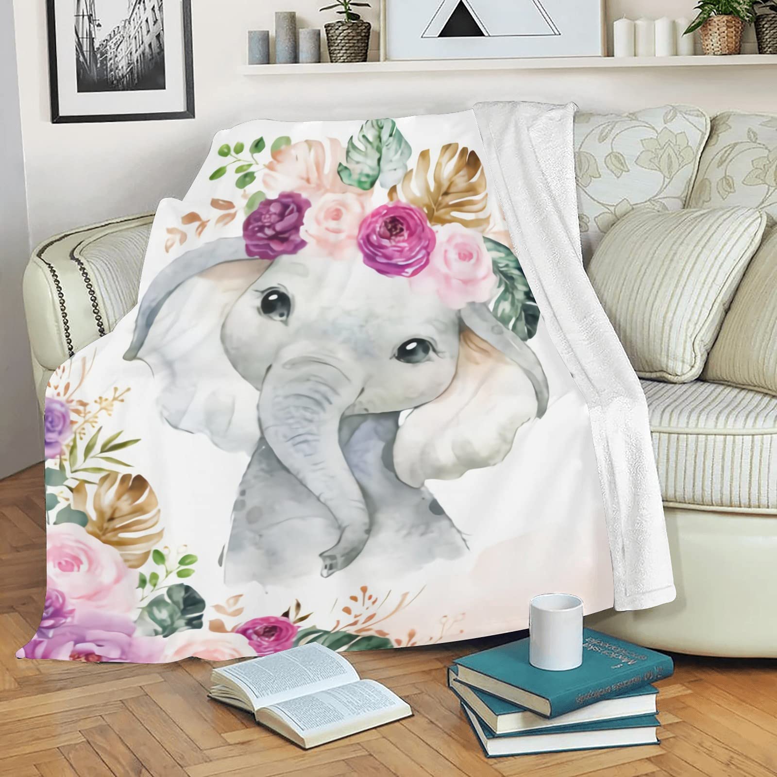 Personalized Baby Blanket with Name - Custom Elephant Design for Boys & Girls | Super Soft Newborn Blanket | Perfect Baby Shower Gift & Nursery Decor | Ideal for Cuddling, Swaddling & Photo Props