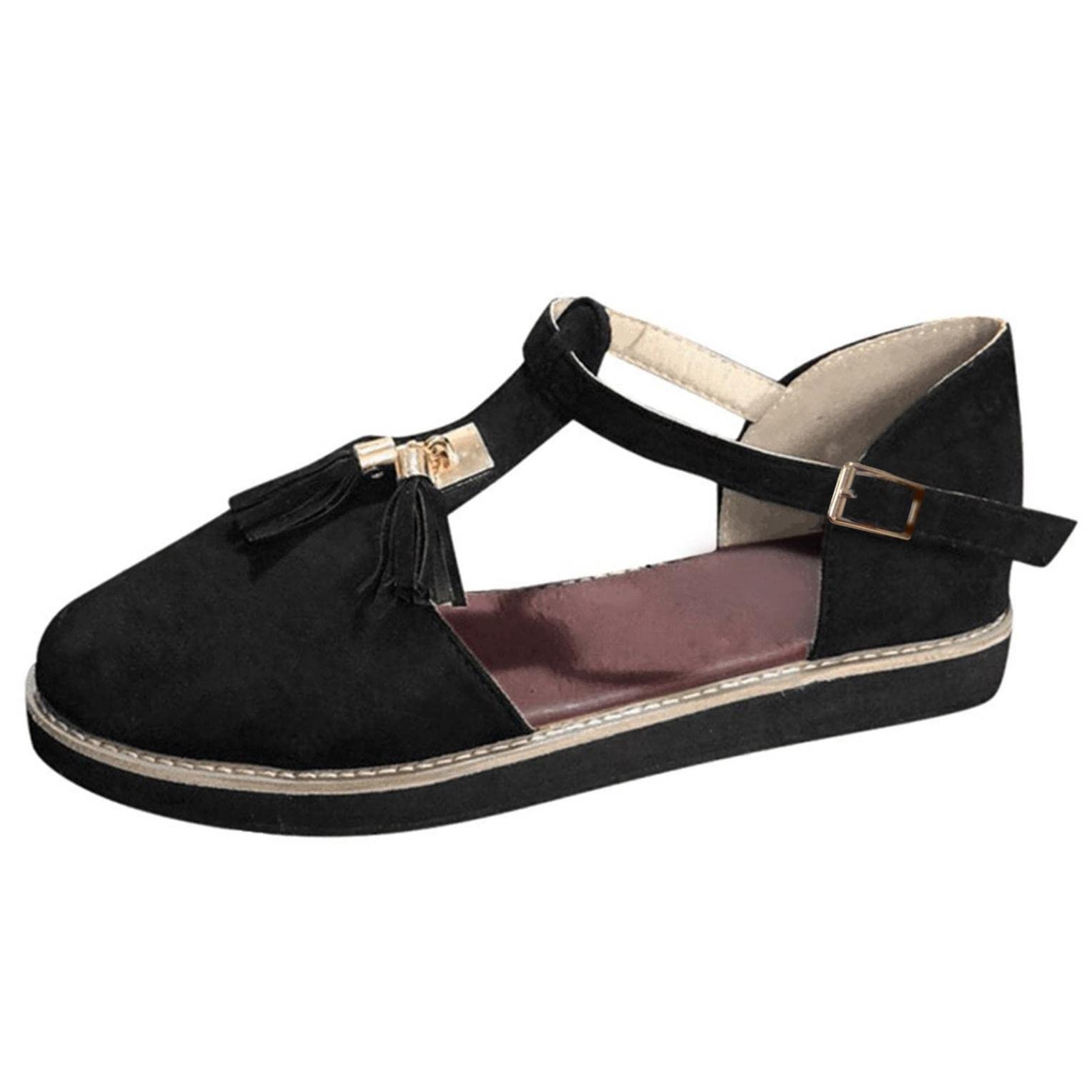 Women's Strappy Buckle Sandals - Round Toe Flat Summer Dress Sandals for Casual & Dressy Occasions | Perfect for Beach, Vacation, and Everyday Wear