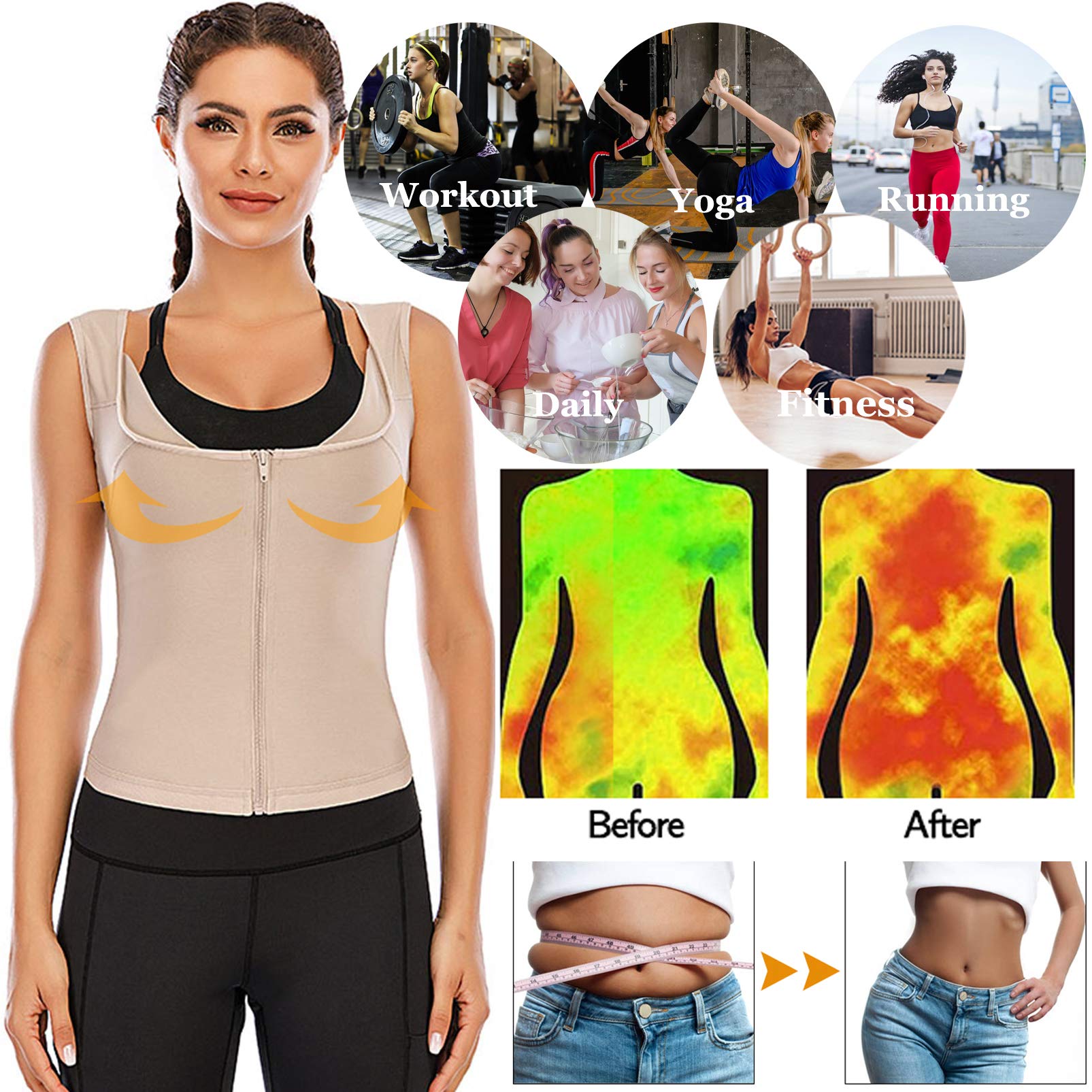 HOMETA Women's Sweat Vest Waist Trainer - Slimming Sauna Vest with Polymer Technology for Weight Loss & Body Shaping | Perfect for Workouts, Sauna Sessions & Toning