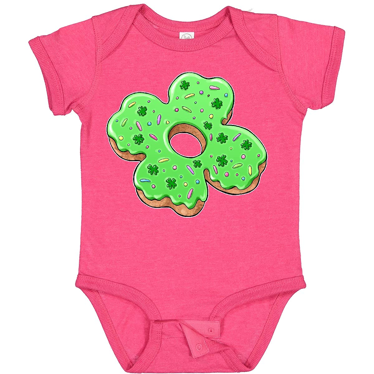Inktastic St. Patrick's Day 4 Leaf Clover Donut with Sprinkles Baby Bodysuit - Cute Infant Onesie for St. Paddy's Day Celebrations & Photo Shoots