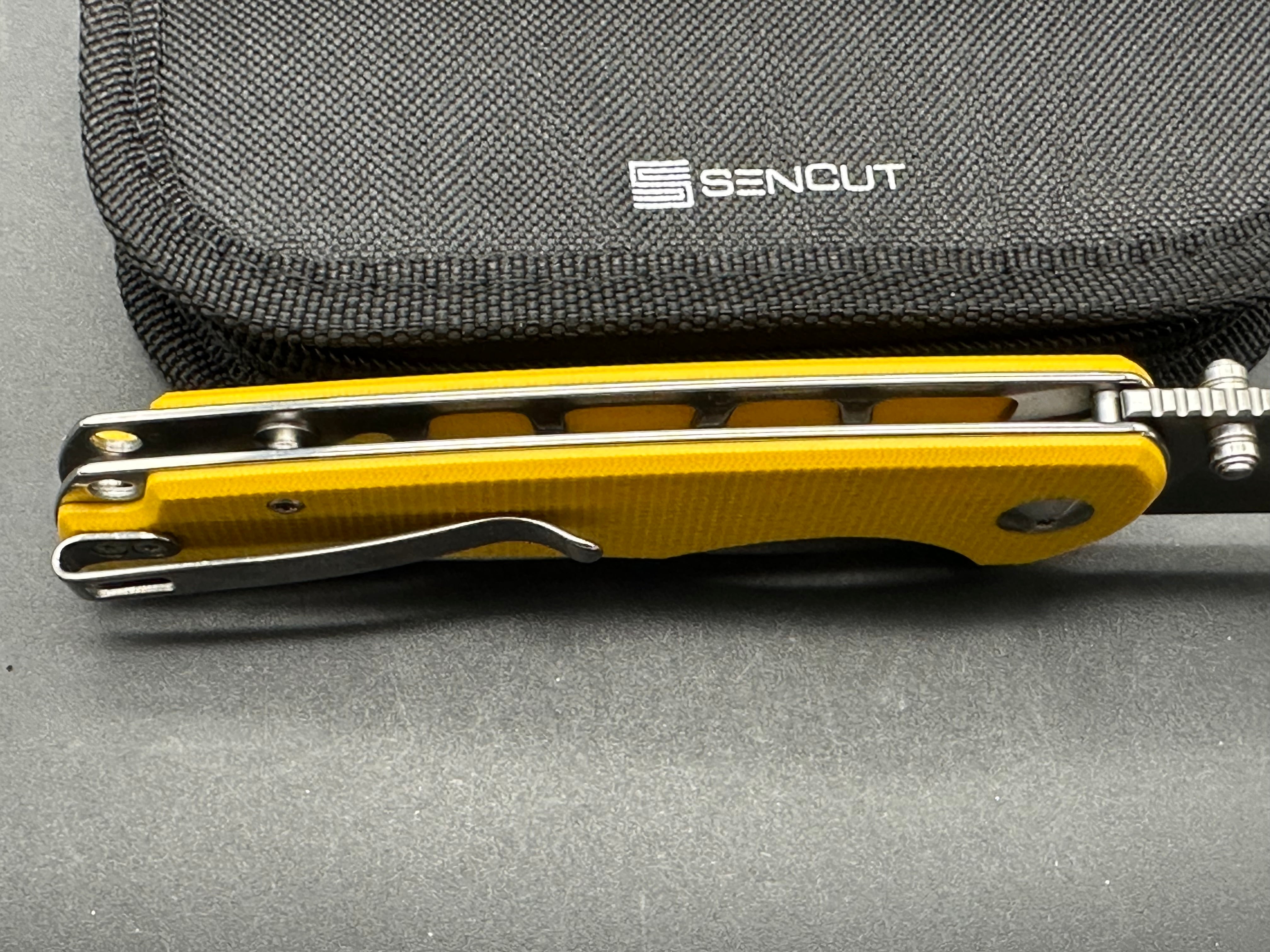 SENCUT PRAKTISK Folding Pocket Knife - Yellow G10 Handle, 9CR18MOV Stainless Steel Blade - EDC, Camping, Hiking & Outdoor Survival Tool
