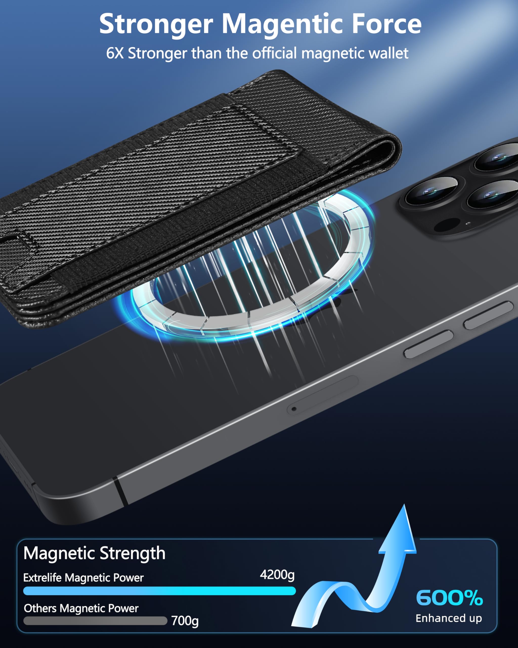 2-in-1 MagSafe Wallet with Adjustable Stand & ID Window - Magnetic Phone Wallet for iPhone 16/15/14 Pro Max/14/14 Plus/13/12 Series - Holds 9 Cards - Black Carbon Fiber - Perfect for Travel, Work & Everyday Use