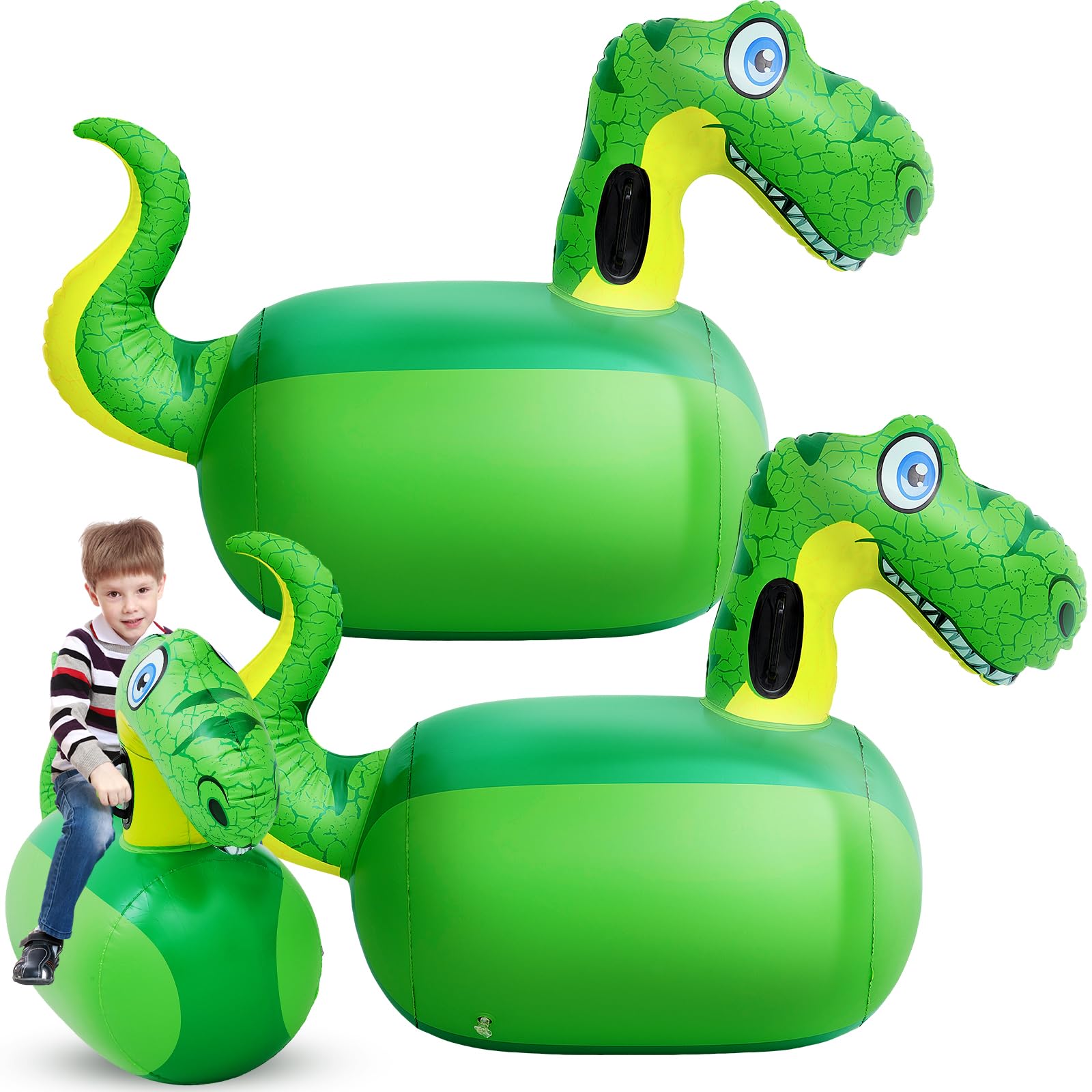 Hiboom 2 Pack Giant Inflatable Hopping Toys - 51 Inch Dinosaur Bouncer Ride-On Animal for Kids Outdoor Play, Birthday Party Gifts & Backyard Fun