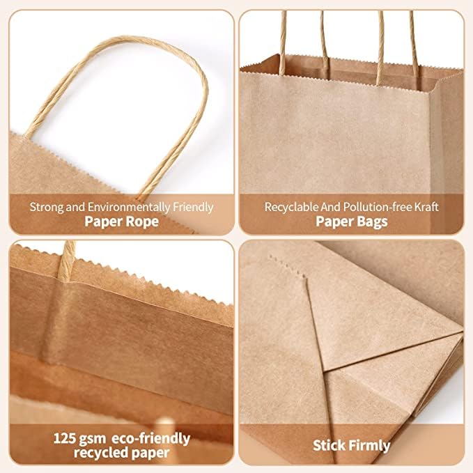 Eco-Friendly Recycled Kraft Paper Bags 9x12x4 Inches (15 Pack) - Brown Disposable Shopping Bags for Retail, Gifts & Crafts | Sustainable & Biodegradable | Perfect for Groceries, Parties & Eco-Conscious Shopping