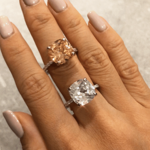 Glacier Blue Cushion Cut Engagement Ring - 14K White Gold Solitaire Wedding Band for Women | Perfect for Proposals, Anniversaries & Special Occasions