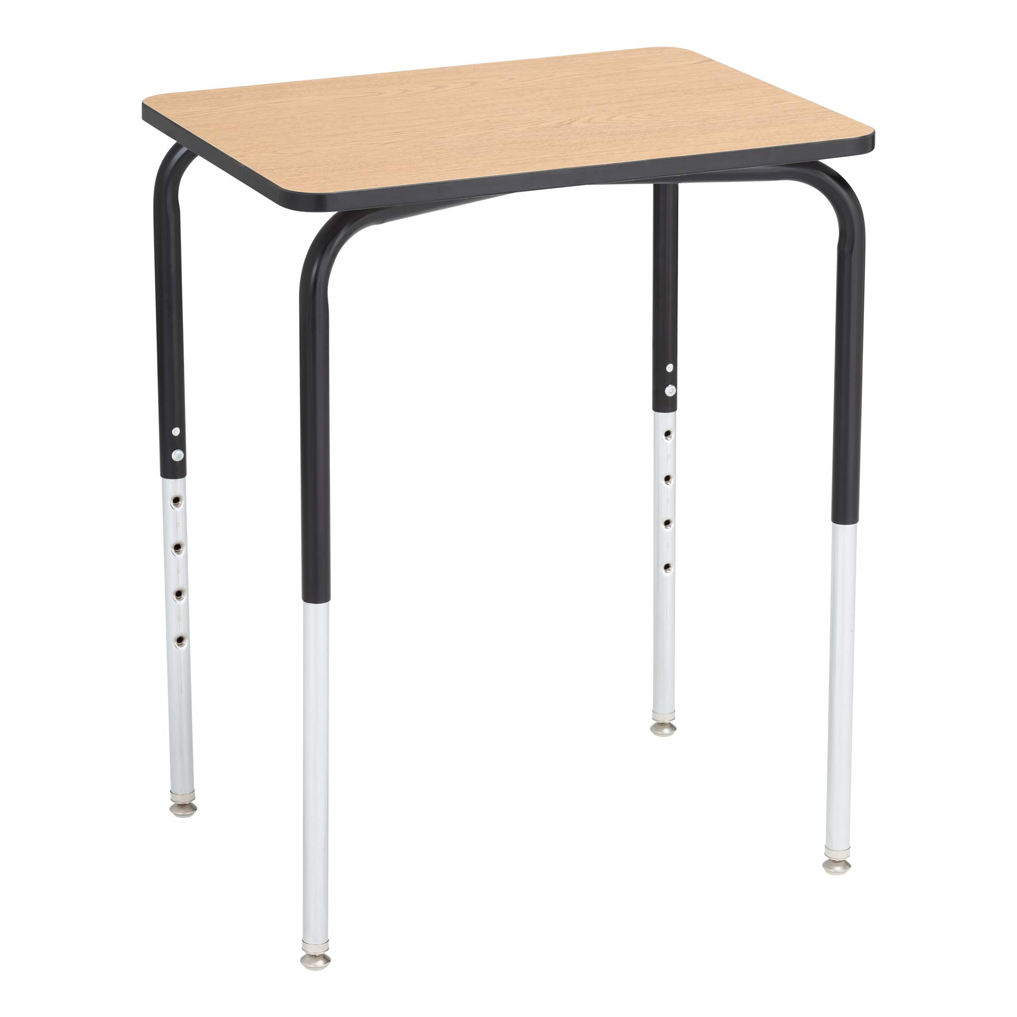 Learniture Adjustable Height Student Desk - Heavy Duty School & Office Desk with Adjustable Legs, Set of 2 in Oak/Black - Perfect for Classrooms, Home Study & Workspaces