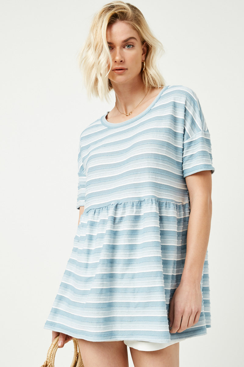 Stylish Three-Tone Striped Peplum Top for Women | Trendy Casual & Party Wear | Perfect for Office, Date Night & Summer Outfits