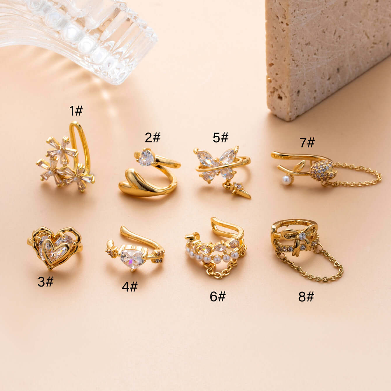 Pearl Bow Heart Dangle Non-Pierced Fake Climber Earrings for Women | HSPJ072 | Elegant Fashion Jewelry for Parties, Weddings & Date Nights
