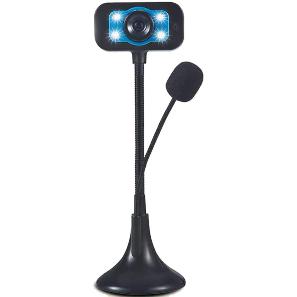 HD Webcam with Built-in Microphone, USB Computer Camera for Laptop & Desktop PC - Night Vision, Video Recording, Video Calling (Black/Blue) - Perfect for Zoom Meetings, Online Classes & Live Streaming