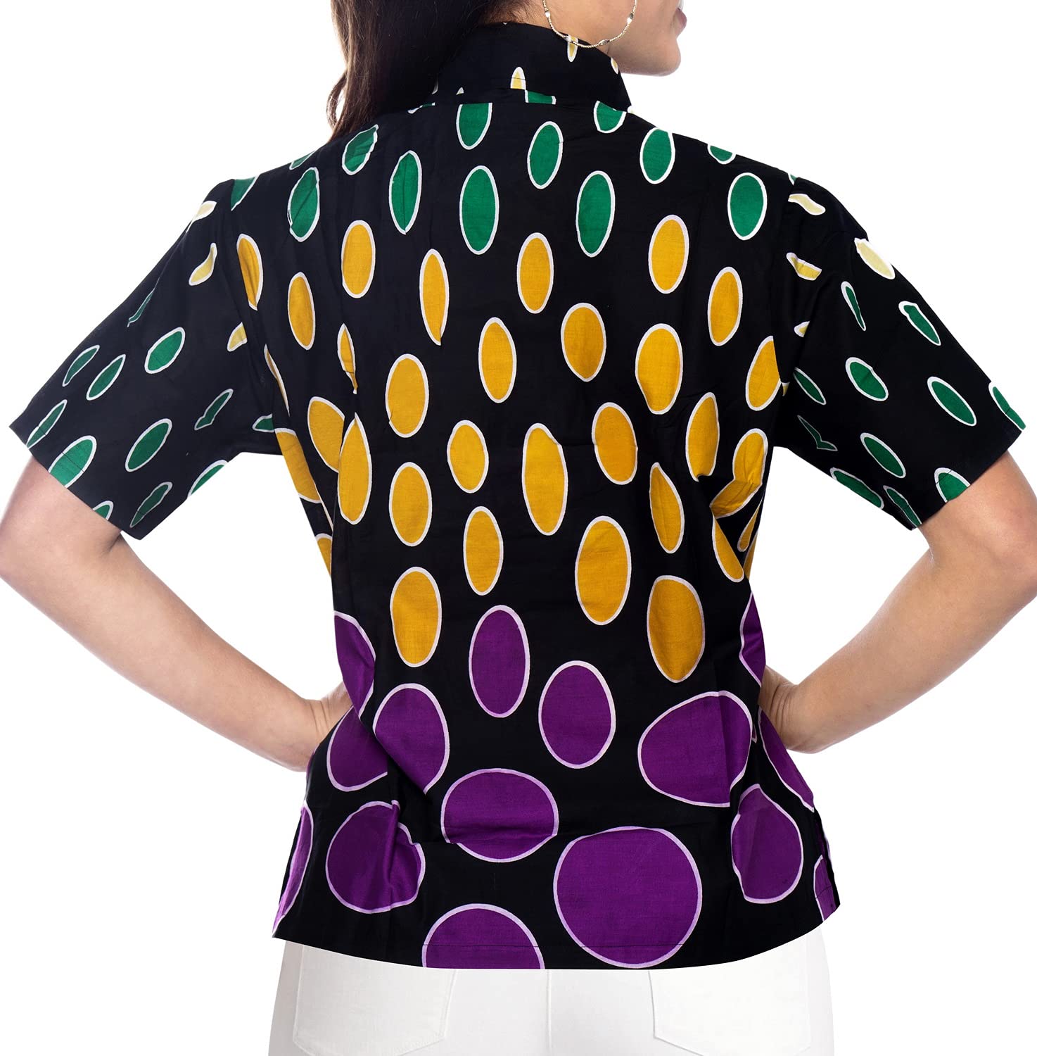 LA LEELA Women's Short Sleeve Hawaiian Blouse - Floral Print Beach Shirt for Vacation, Summer Party & Tropical Outfits