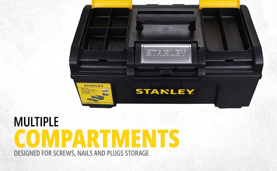 Stanley 19-Inch One Touch Toolbox - Heavy Duty DIY Tool Storage Organizer with Easy Access for Home, Garage & Workshop Projects