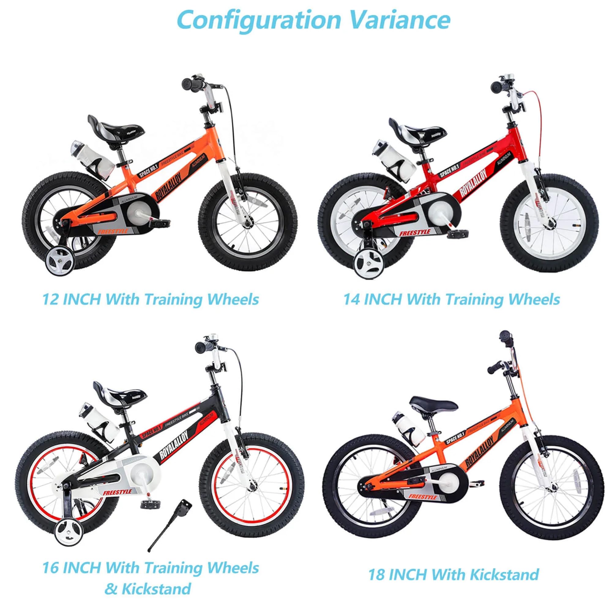 RoyalBaby SpaceKids 16 Inch Kids Bike with Hand Brake & Coaster Brake - Training Wheels Included - Comes with Free Water Bottle - Perfect for Boys & Girls Learning to Ride - Ideal for Neighborhood Rides & Park Adventures
