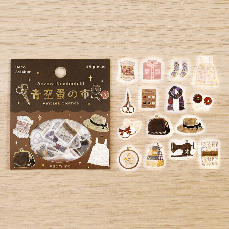Vintage Aozora Flea Market Thrift Shop Flake Stickers - Decorative Scrapbooking, Journaling & DIY Craft Supplies for Bullet Journals, Planners & Home Decor