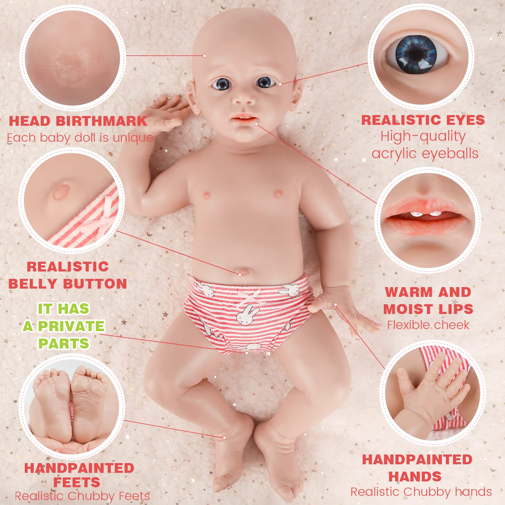 IVITA 21 Inch Realistic Full Body Silicone Baby Doll - Ultra Soft Lifelike Newborn Girl Doll for Play, Photography Props, and Nursery Decor