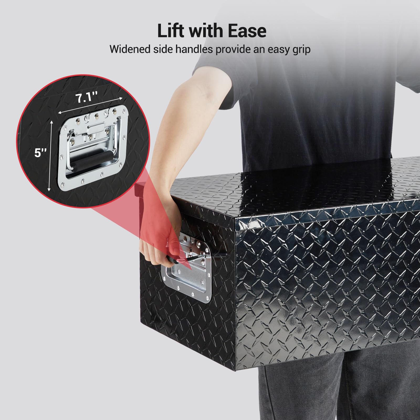 39 Inch Aluminum Truck Tool Box - Heavy Duty Waterproof Storage with Security Lock & Wide Handles | Organizer Chest for Pickup Trucks, RVs & Trailers | Perfect for Construction, Camping & Road Trips (Black)