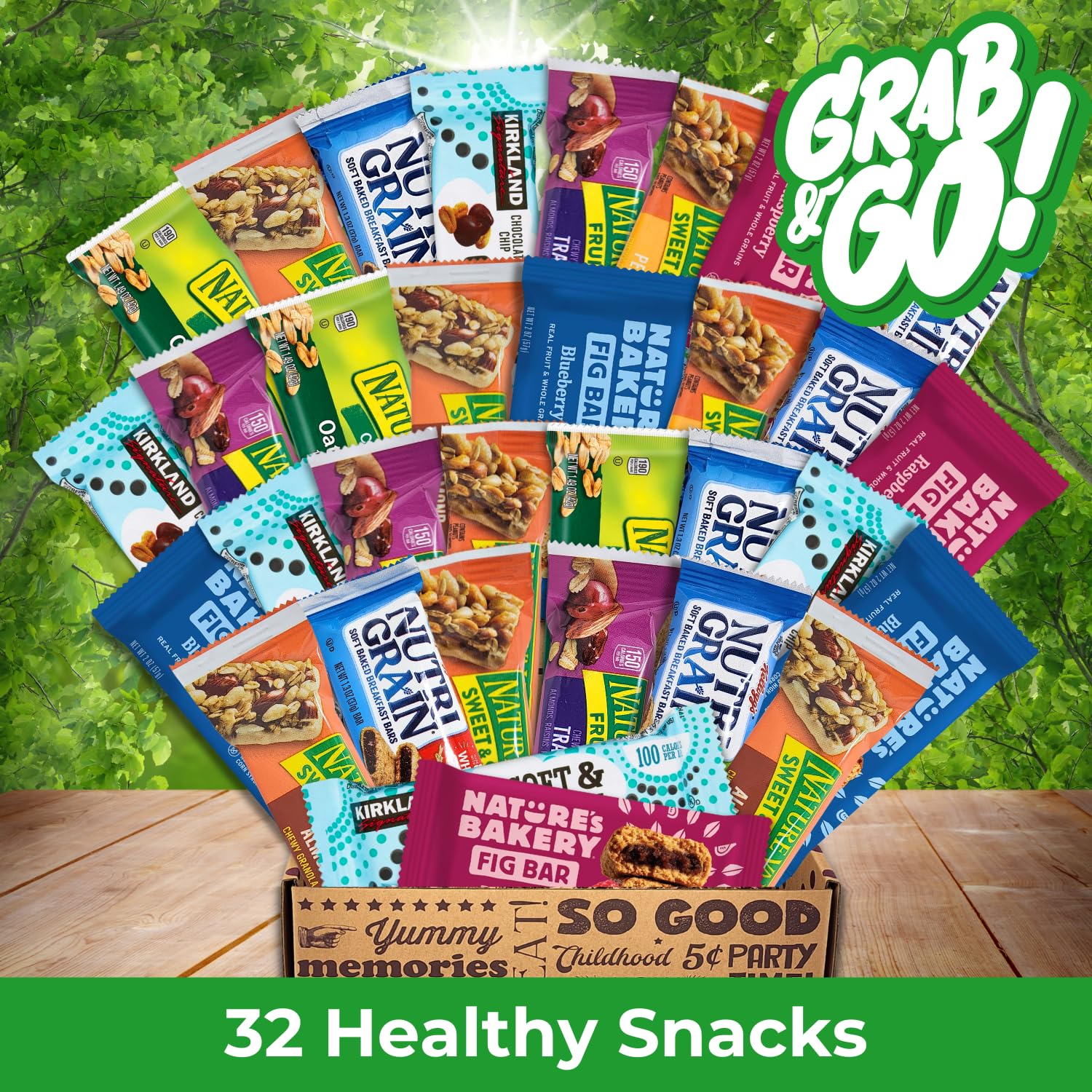 Healthy Mixed Granola Bars Variety Pack - 32 Count Assorted Fig, Oat, Nut & Fruit Snack Bars for Adults & Kids | Perfect for Office Snacks, Travel Food, School Lunches & Gift Baskets
