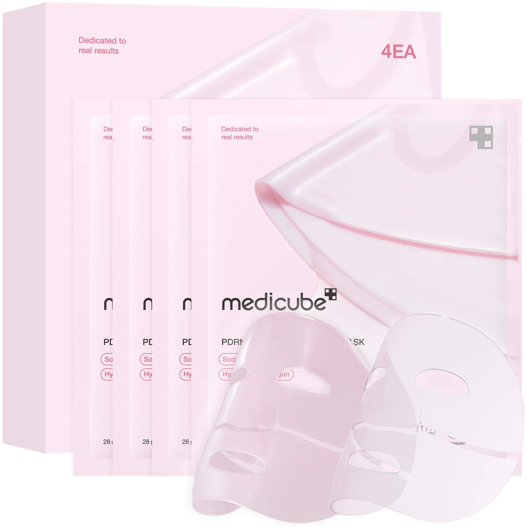 Medicube Salmon DNA PDRN Pink Collagen Jelly Gel Mask - Overnight Face Mask for Glass Skin | Hydrating, Firming & Moisturizing Korean Skincare (28g x 4) | Perfect for Night Routine & Travel Skincare Essentials
