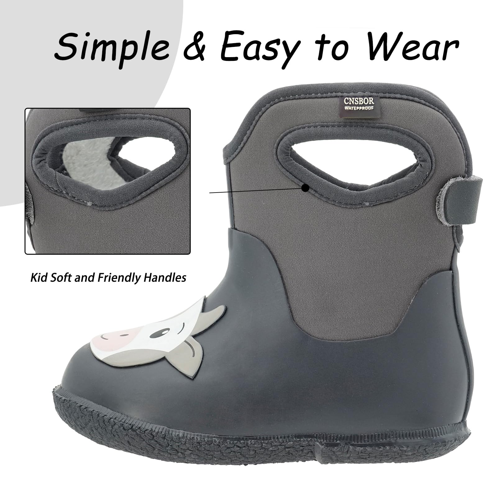 **CNSBOR Kids Rain Boots for Toddler Girls & Boys - Waterproof Seamless Rubber Boots, Lightweight Unisex-Child Rain Shoes for Outdoor Play, Puddle Jumping & Wet Weather**