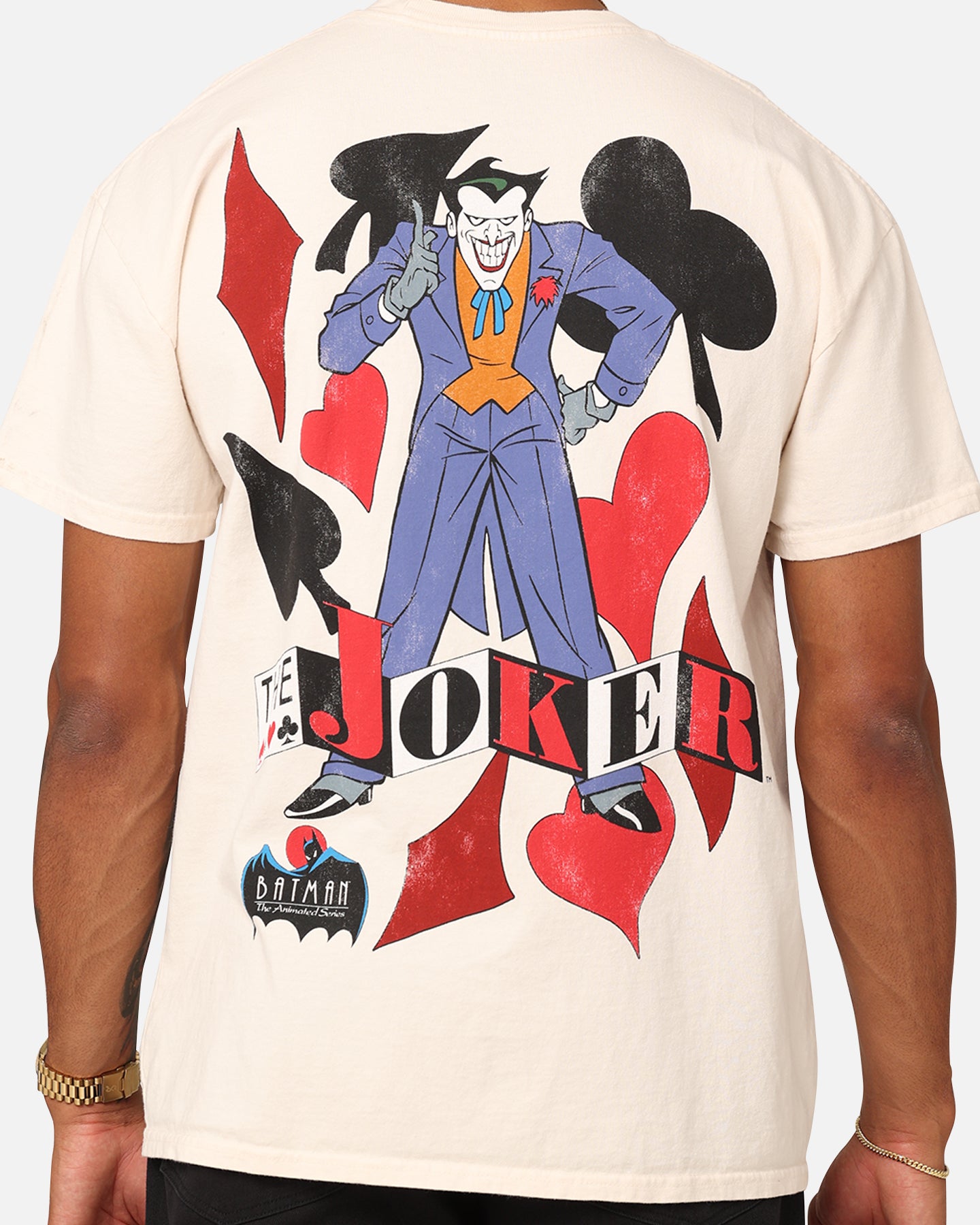 Vintage DC Batman The Joker 1993 Heavyweight T-Shirt - Off White Retro Graphic Tee for Men - Perfect for Comic Con, Cosplay & Casual Streetwear