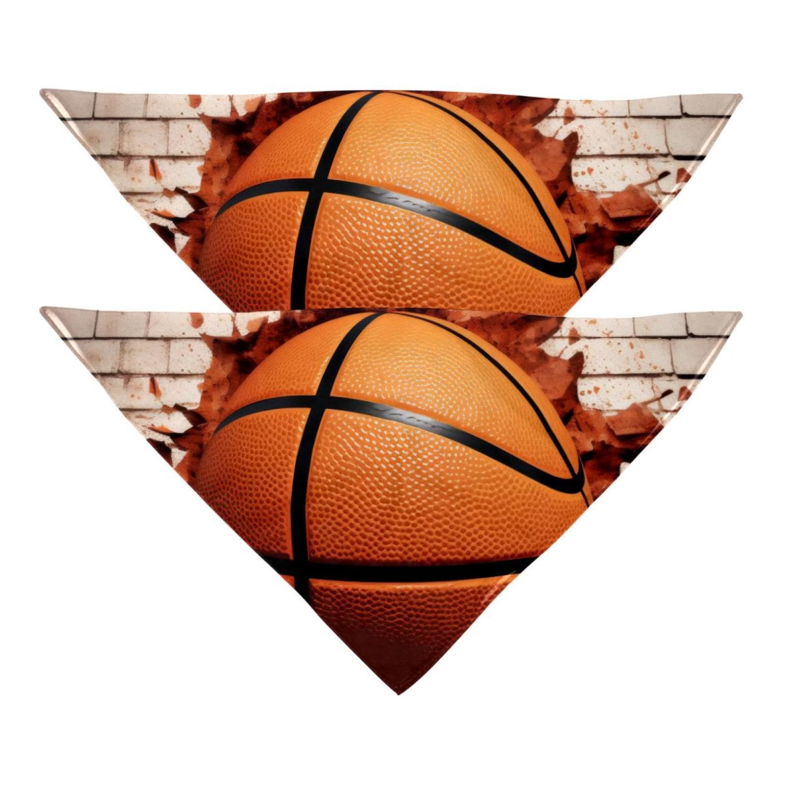 3D Pattern Basketball Dog Bandanas - 2-Piece Set for Small, Medium & Large Pets - Adjustable Dog Scarf & Cat Bandana Accessories - Perfect for Pet Parties, Photo Shoots & Daily Walks