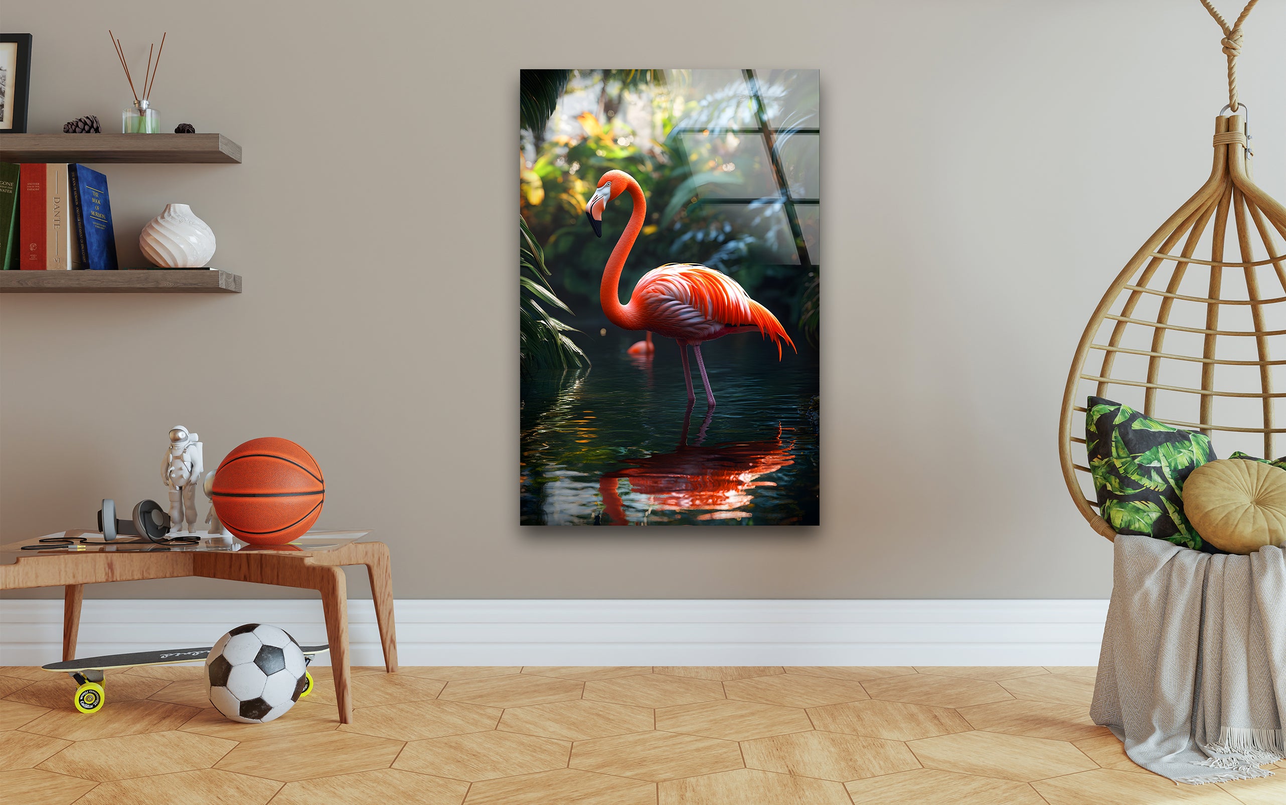 Stunning Flamingo Glass Wall Art Decor - Handmade Tropical Flamingo Decor for Living Room, Bedroom & Office - Perfect for Beach House & Coastal Home Decor