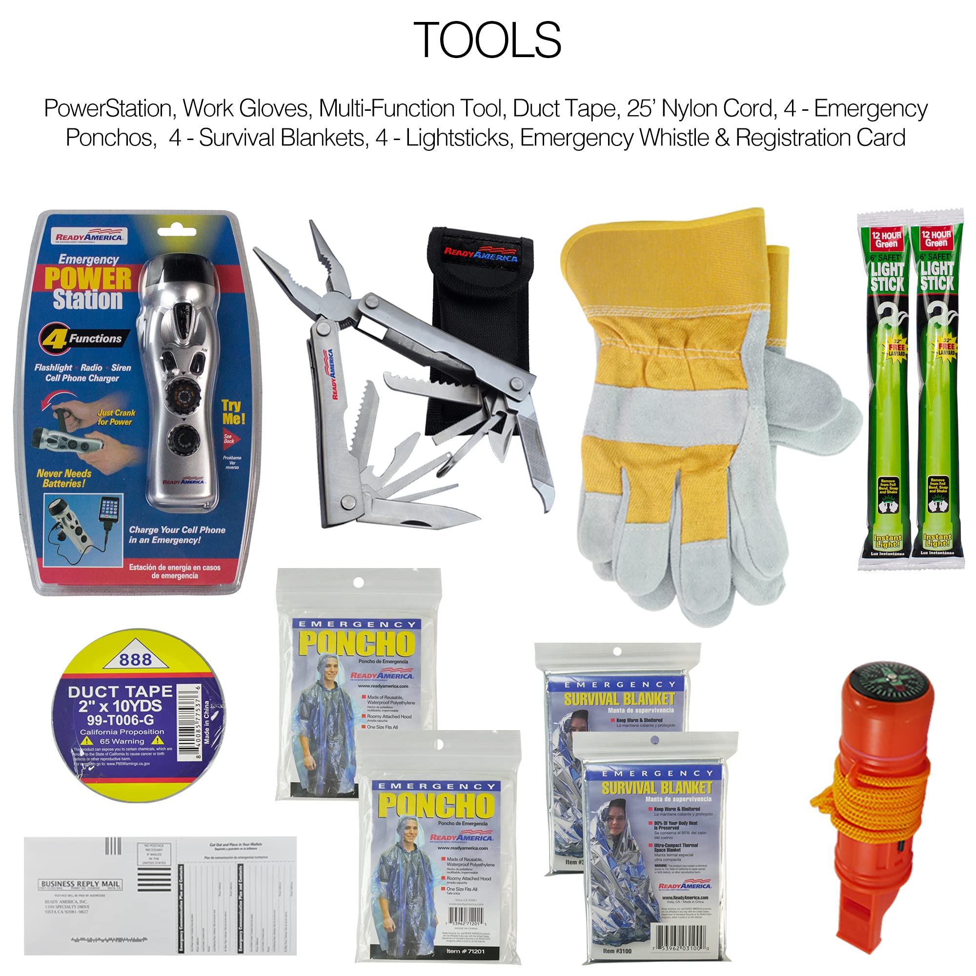 Ready America 72-Hour Deluxe Emergency Kit & 3-Day Survival Backpack for 2 People - Perfect for Natural Disasters, Camping, and Outdoor Adventures
