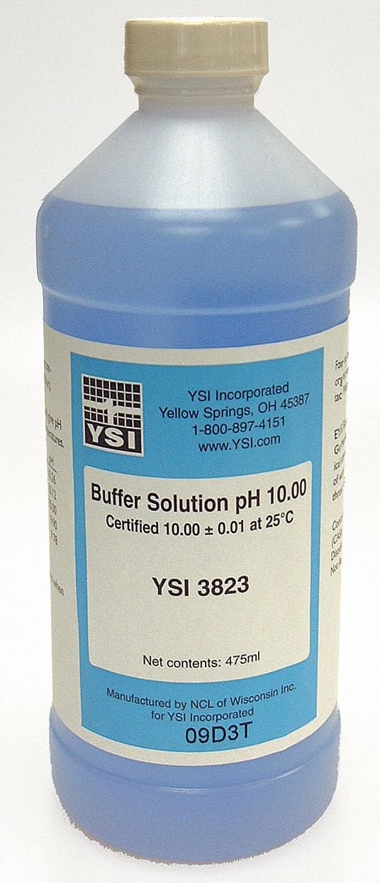 YSI 3823 pH 10 Buffer Solution (6 Pints, Box of 6) - Laboratory Calibration, Water Quality Testing, Scientific Research
