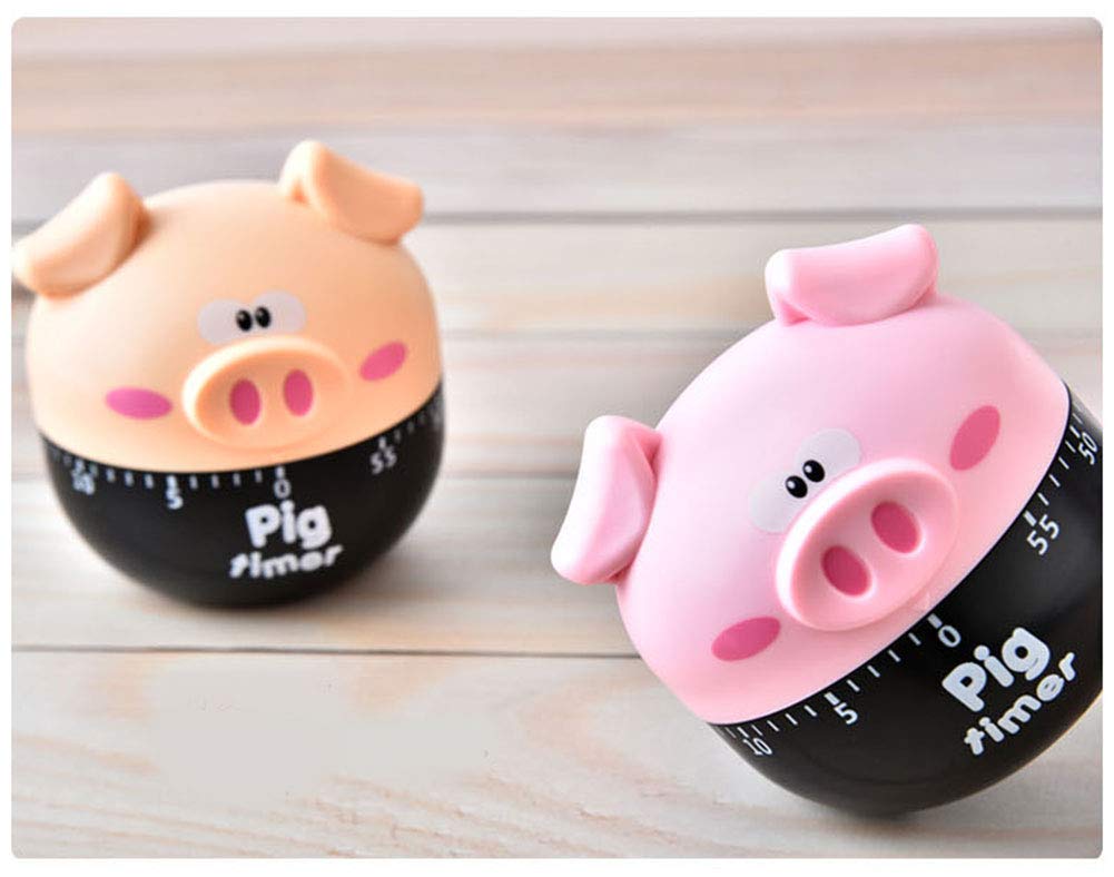 60-Minute Cute Cartoon Pig Kitchen Timer - Loud Alarm Mechanical Cooking Clock for Baking, Studying & Classroom Activities (Khaki)