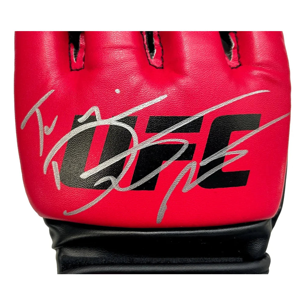 Dustin Poirier Autographed UFC Red Glove - Hand Signed with JSA COA - Authentic MMA Collectible for UFC Fans & Sports Memorabilia Display