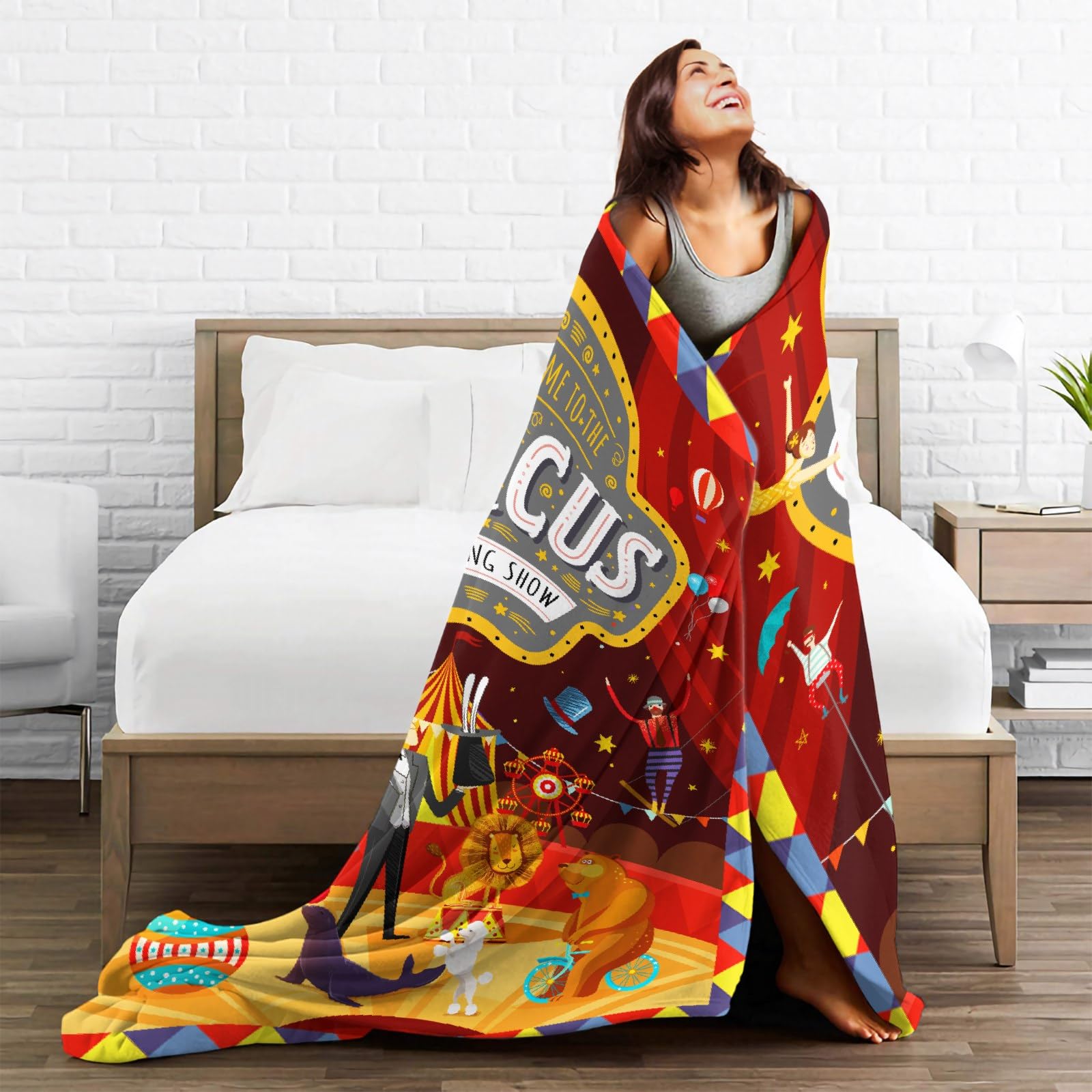 Animal Circus Soft Fleece Blanket - All Season Cozy Throw for Bed, Sofa & Couch (50x40 Inches) - Perfect for Home Decor, Movie Nights & Gift Giving