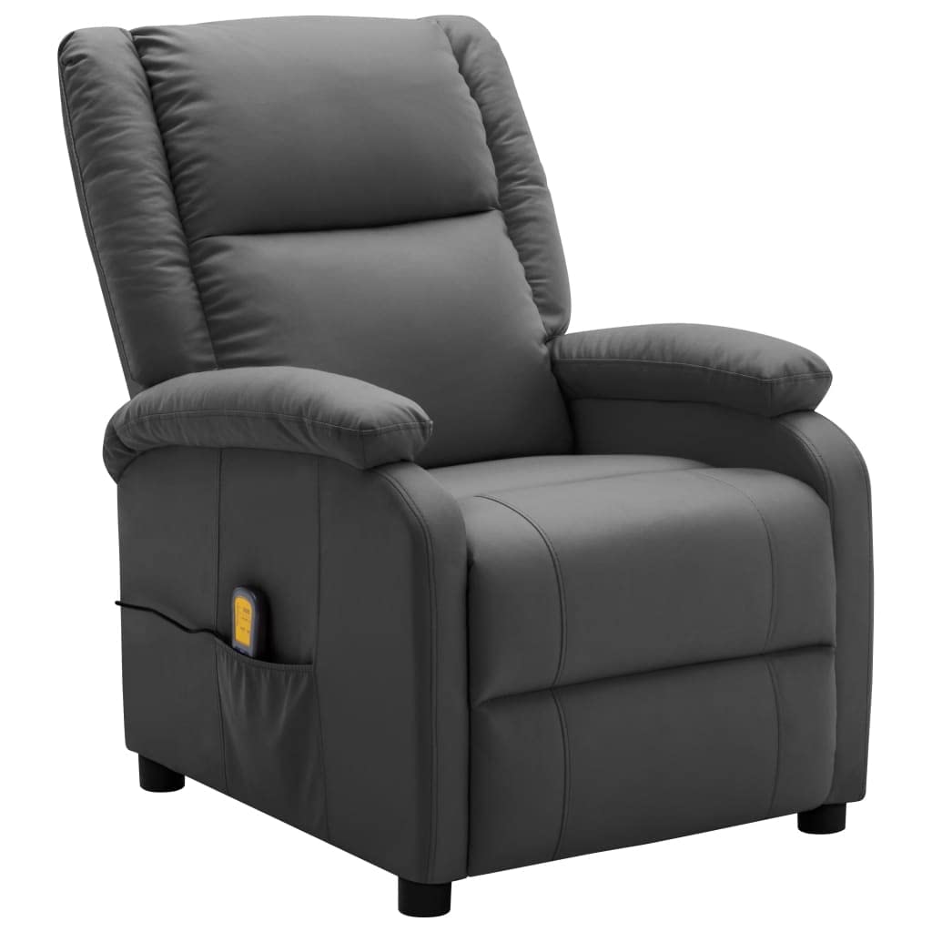 Faux Leather Power Lift Recliner Chair with Massage Function - Anti-Fading Memory Foam for Living Room & Bedroom (Anthracite) - Perfect for Relaxation, Elderly Assistance, and Home Theater Seating