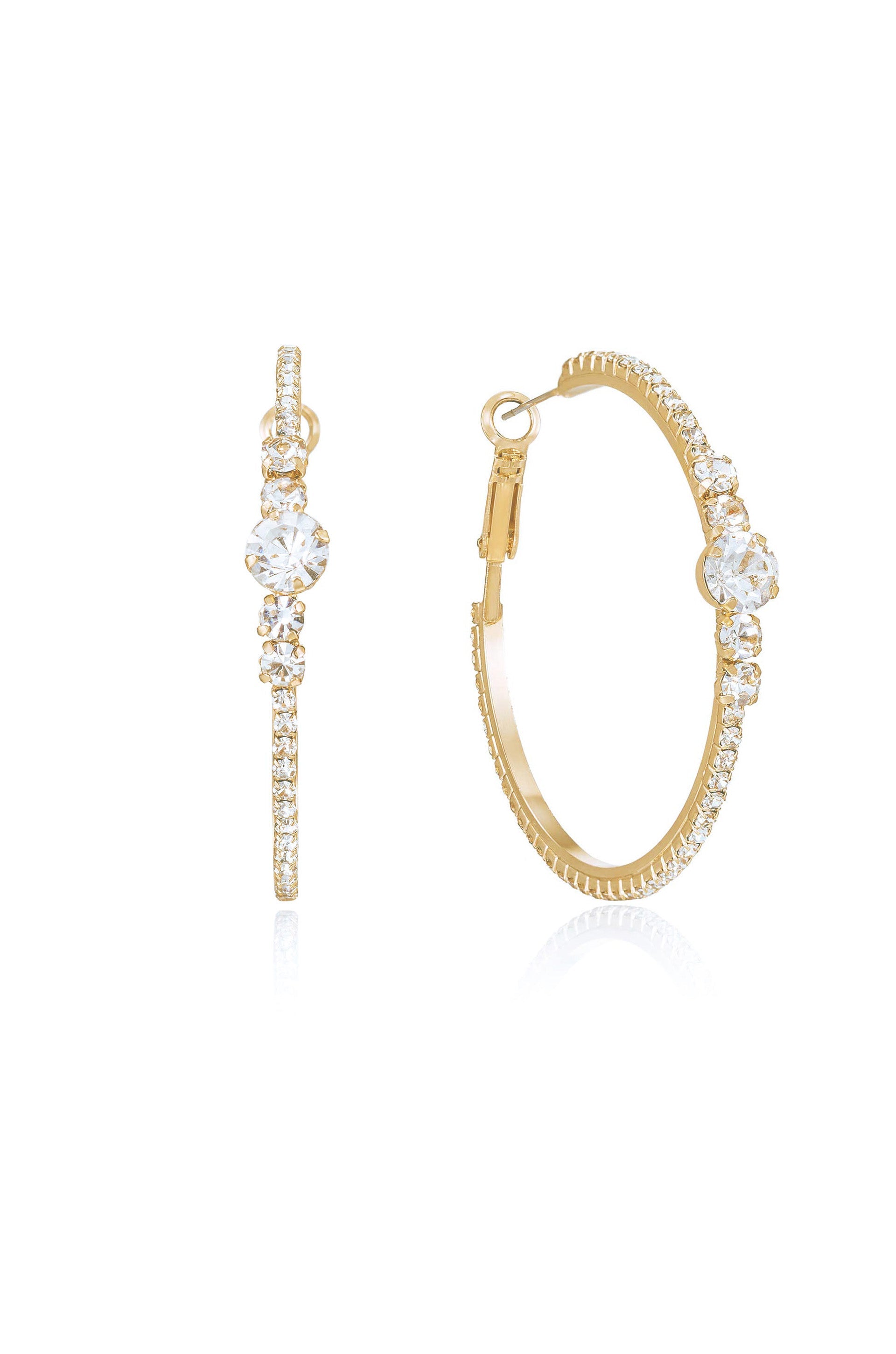 Hollywood Forever Crystal Hoop Earrings for Women - 925 Sterling Silver Hypoallergenic Dangle Earrings - Perfect for Parties, Weddings & Everyday Wear