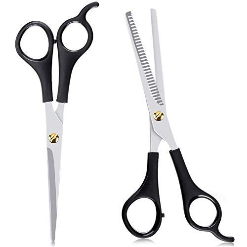 Professional Stainless Steel Hair Cutting Scissors for Men & Women - Salon Barber Hairdressing Styling Tool Kit (2-Piece Set) - Perfect for Home & Professional Use
