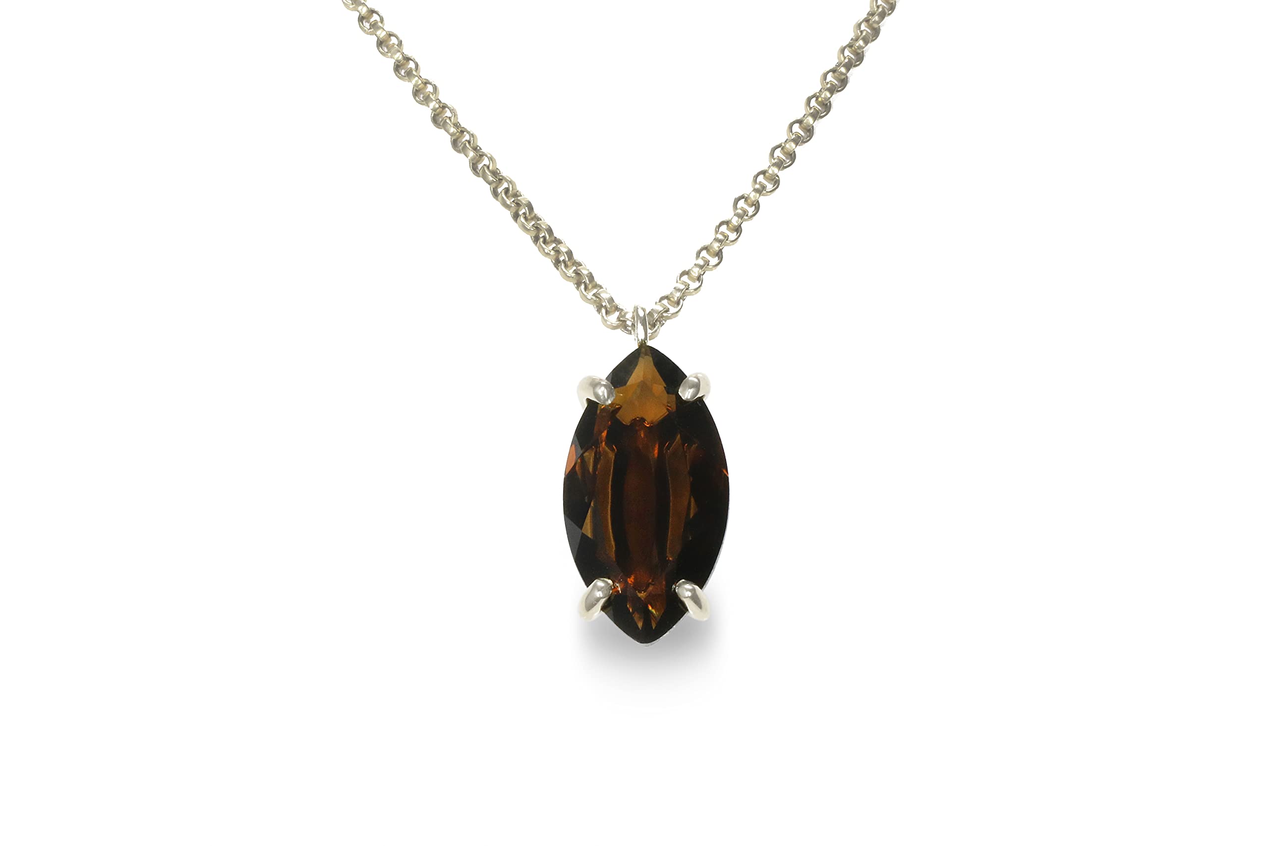 Elegant 14k Gold Marquise Smoky Quartz Necklace for Women - Wedding, Engagement, Graduation, Mother's Day & Birthday Gift - Custom Anemone Jewelry - Perfect for Special Occasions & Everyday Luxury