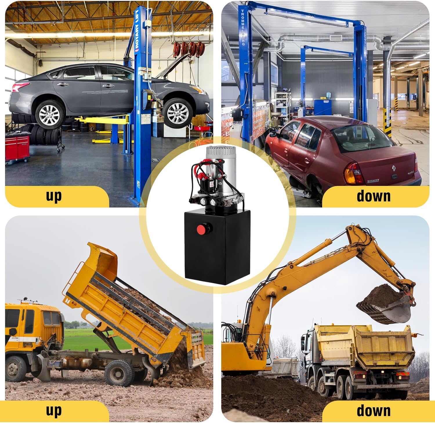 GARVEE 12V Double Acting Hydraulic Power Unit with 4 Quart Steel Tank - Heavy Duty Hydraulic Pump for Dump Trailers, Car Lifting Platforms, and Industrial Equipment