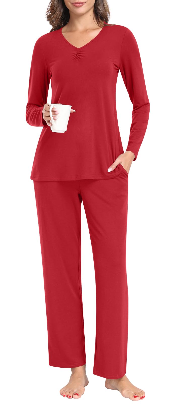 Syoss Women's Plus Size Pajama Sets - Soft Long Sleeve Sleepwear & Lounge Pjs (M-4XL) for Cozy Nights, Relaxing at Home, and Gift Giving