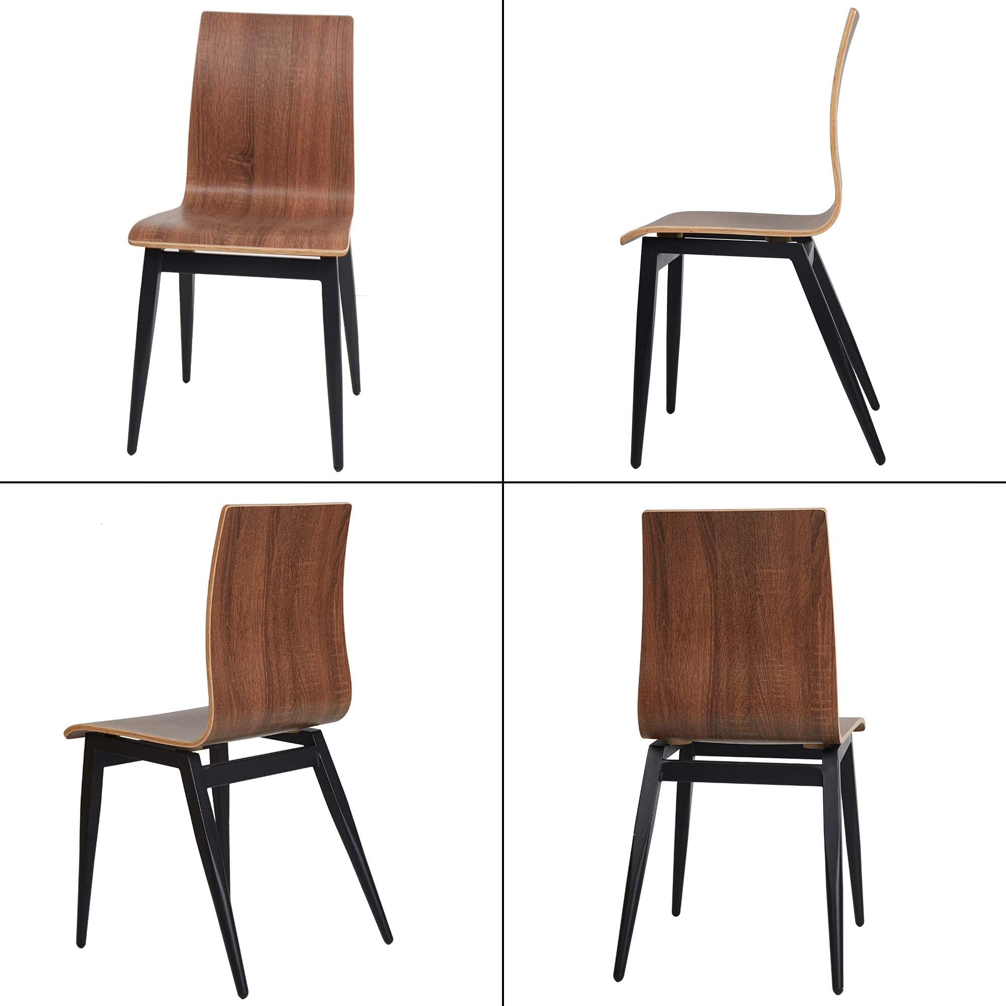 Modern Dining Room Chairs Set of 4 - Wooden Seat & Metal Leg Kitchen Chairs for Indoor/Outdoor Use - Ergonomic Oak Side Chairs for Home, Restaurant, and Patio Dining